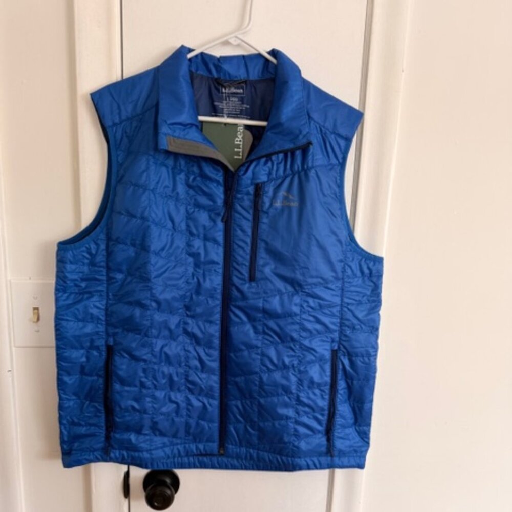 LL Bean Primaloft Packaway Vest Mens Large Sapphire Blue Lightweight Outdoor